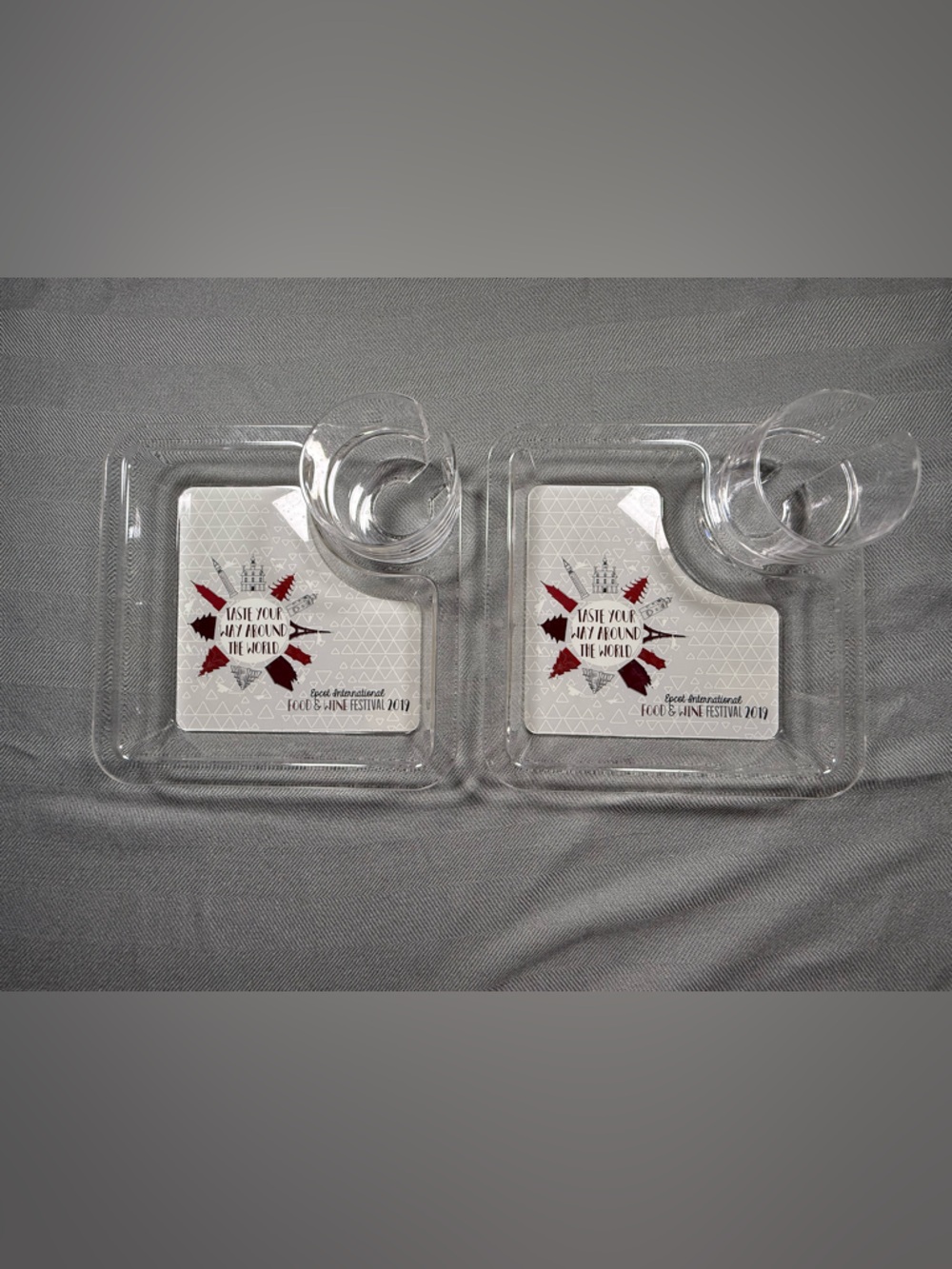 Disney 2019 Food and Wine Clear Plastic Snack Tray with Cup Holder - Picture 5 of 10
